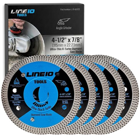 LINE10 Tools 3pk 4.5 Inch Diamond Saw Blades for Angle Grinder - Ultra Thin Tile Cutting Wheel Ceramic Blade - Professional Porcelain Tile Cutter Tool X-Turbo Rim for Granite Stone Masonry Wet Dry Cut in Kuwait