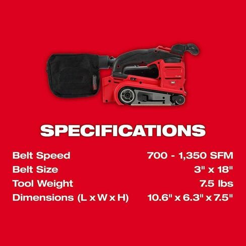 Orbital Sander,Sander,Sander Tool,Sanders 2832-20 For Milwaukee M18 Fuel 3"" X 18"" Cordless Li-Ion Belt Sander - Bare Tool，Weight 8.48 lb in Kuwait