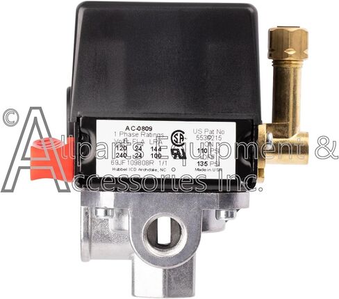 Z-AC-0809 مفتاح ضغط 4 منافذ 110-135 رطل لكل بوصة مربعة ثنائي القطب 120-240 فولت متوافق مع وحدات ضاغط الهواء بكابل Craftsman وDeVilbiss وPorter in Kuwait