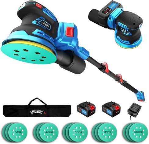 Electric Orbit Sander Kit with 8.2ft Pole,20V Random Hand Sanders 4.0AH,5.0 Inch Variable Cordless Sanders for Wood Working,Sanding in Kuwait