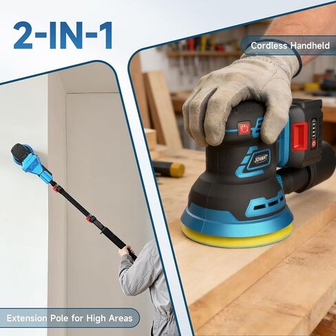 Electric Orbit Sander Kit with 8.2ft Pole,20V Random Hand Sanders 4.0AH,5.0 Inch Variable Cordless Sanders for Wood Working,Sanding in Kuwait