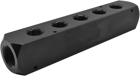 Interstate Pneumatics FPM68SR 1/2 بوصة FPT x 3/8 بوصة FPT مستطيل ألومنيوم مشعب كبير - 2 مدخل - 5 منافذ in Kuwait