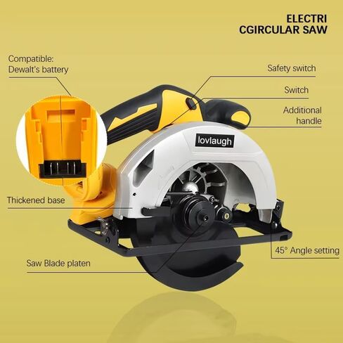 7-1/4 Inch Cordless Circular Saw Compatible with 20V MAX Battery (NO Battery) 5300 RPM Brushless Motor, 6-1/2" Depth Cut, 0-50° Bevel, Electric Brake, with 2 Blades & Carry Case in Kuwait
