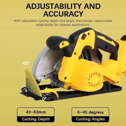 7-1/4 Inch Cordless Circular Saw Compatible with 20V MAX Battery (NO Battery) 5300 RPM Brushless Motor, 6-1/2" Depth Cut, 0-50° Bevel, Electric Brake, with 2 Blades & Carry Case in Kuwait