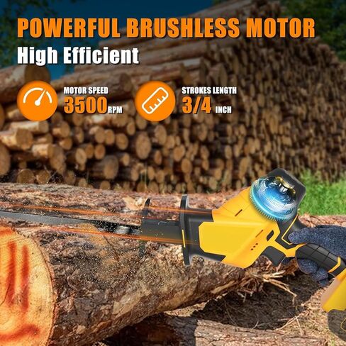 منشار ترددي لاسلكي متوافق مع DEWALT 20V Max، محرك DEROLT بدون فرش ذو سرعة متغيرة 0-3500 SPM، تغيير الشفرة بدون أدوات، Recipro Sawzall مع 4 شفرات منشار لقطع الخشب/المعادن (أداة فقط) in Kuwait