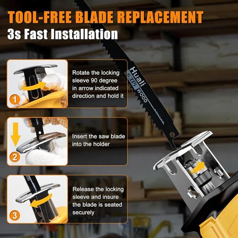 منشار ترددي لاسلكي متوافق مع DEWALT 20V Max، محرك DEROLT بدون فرش ذو سرعة متغيرة 0-3500 SPM، تغيير الشفرة بدون أدوات، Recipro Sawzall مع 4 شفرات منشار لقطع الخشب/المعادن (أداة فقط) in Kuwait