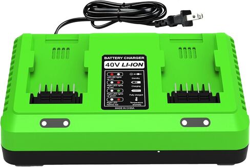 استبدال شاحن مزدوج 40 فولت لشاحن بطارية Greenworks 40 فولت، متوافق مع Greenworks 29482 29252 20202 22262 29472 29462 2901319 2938302 BAF702 BAF704 BAF705، لأدوات الطاقة 40 فولت G-MAX in Kuwait