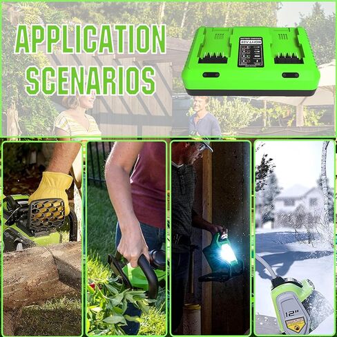 استبدال شاحن مزدوج 40 فولت لشاحن بطارية Greenworks 40 فولت، متوافق مع Greenworks 29482 29252 20202 22262 29472 29462 2901319 2938302 BAF702 BAF704 BAF705، لأدوات الطاقة 40 فولت G-MAX in Kuwait