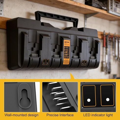 Powilling 20V DCB104 متوافق مع محطة شاحن بطارية Dewalt، محطة شحن سريعة ذات 4 منافذ لجميع بطاريات الليثيوم Dewalt 12V 20V Max in Kuwait