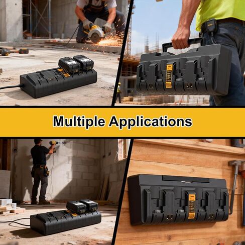 Powilling 20V DCB104 متوافق مع محطة شاحن بطارية Dewalt، محطة شحن سريعة ذات 4 منافذ لجميع بطاريات الليثيوم Dewalt 12V 20V Max in Kuwait