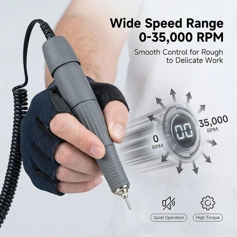 H37L1 Micromotor Handpiece ONLY, 0-35,000 RPM Micro Motor for Woodcarving, Silicone, Glasswork, Artware, Ceramics, Jewelry & DIY Crafts,Compatible with Marathon Control Box in Kuwait