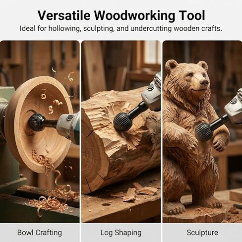 QWORK Ball Gouge Angle Grinder Attachment, 360° Sphere Rotary Burr with 5/8-11 Threads for 4 1/2 or 5 Inch Angle Grinders, Power Carving Tool for Wood Shaping Carving in Kuwait
