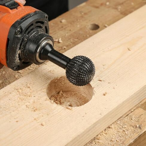 QWORK Ball Gouge Angle Grinder Attachment, 360° Sphere Rotary Burr with 5/8-11 Threads for 4 1/2 or 5 Inch Angle Grinders, Power Carving Tool for Wood Shaping Carving in Kuwait