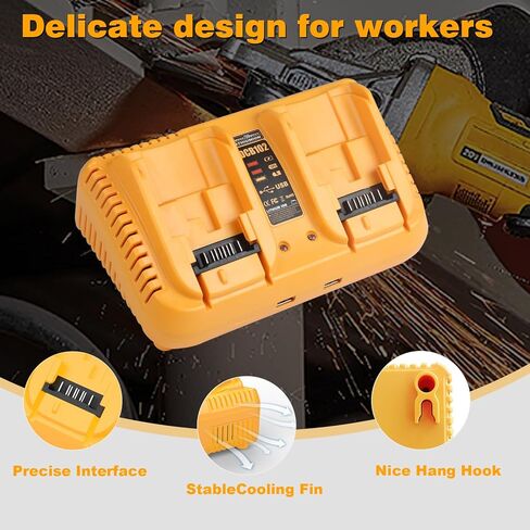 DCB102 20V Dual Port Fast Charger for Dewalt, Replacement Charger Compatible with Dewalt 12V-20V Batteries, with USB & Type-C Charging Ports in Kuwait