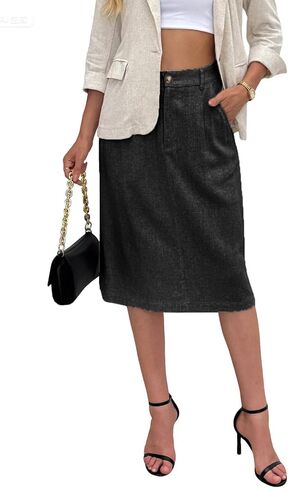 heipeiwa Women's Linen Skirts Dress Casual Straight A-Line Summer Vacation Business Work Trip Outfits in Saudi Arabia