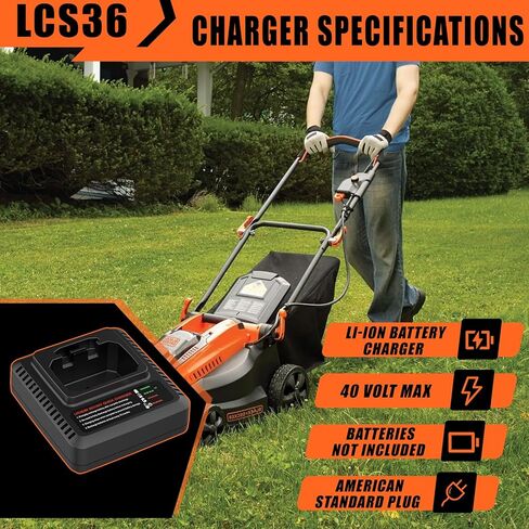 LCS36 LCS40 40V Charger Replacement for Black and Decker 40V Lithium Battery LBX1540 LBX2040 LBX2540 LBXR36 LBXR2036 Replaces Black and Decker 40V Battery Charger in Kuwait