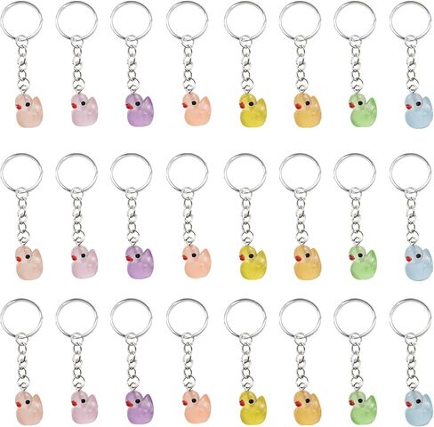 Auiurrer 32 Pcs Glow in the Dark Mini Resin Ducks Axolotl Keychain Small Luminous Key Chains Bulk Pendant for DIY Craft in Kuwait