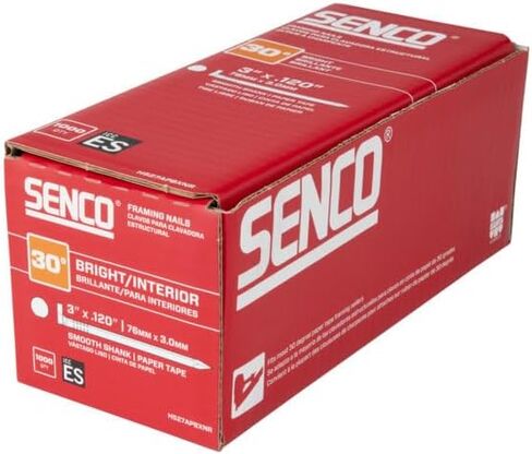 SENCO Framing Nails | 30 Degree | 3 Inch x .120 | Smooth Shank | Paper Tape Collated Nail | Bright Finish |1,000 ct.| H527APBXNR in Saudi Arabia