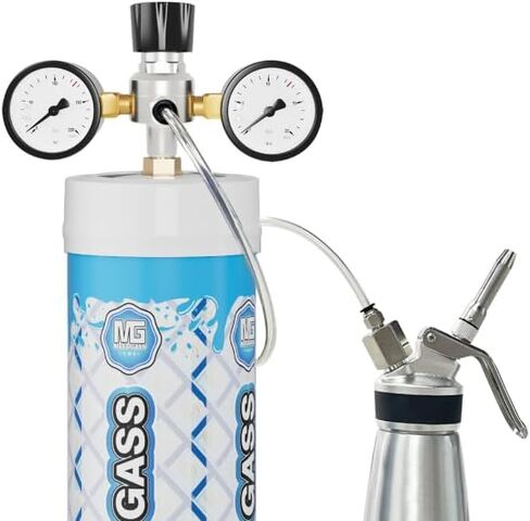 MassGass Pressure Regulator Dual Gauge Regulator Pressure Reducing Valve Leak Proof Compatible with Standard Whipped Cream Dispensers for 2Tanks 3.3 Unflavored in Kuwait