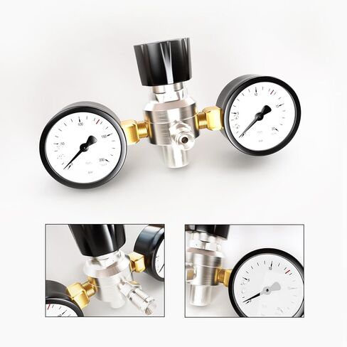 MassGass Pressure Regulator Dual Gauge Regulator Pressure Reducing Valve Leak Proof Compatible with Standard Whipped Cream Dispensers for 2Tanks 3.3 Unflavored in Kuwait