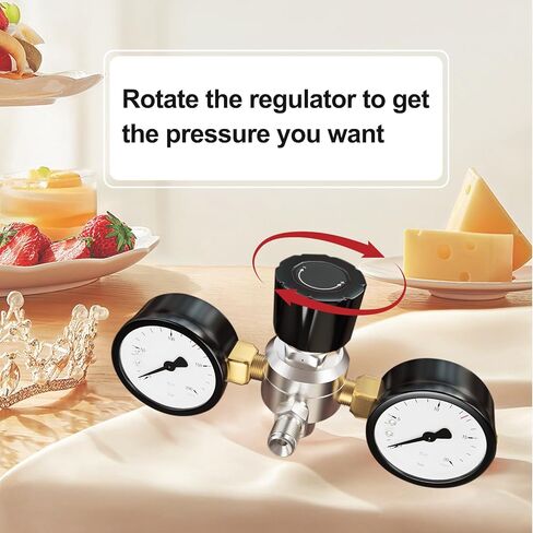 MassGass Pressure Regulator Dual Gauge Regulator Pressure Reducing Valve Leak Proof Compatible with Standard Whipped Cream Dispensers for 2Tanks 3.3 Unflavored in Kuwait
