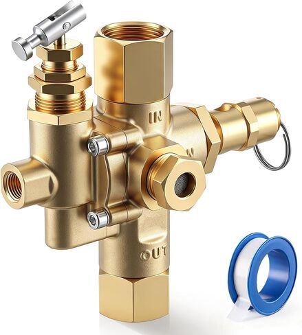Pilot Unloader Check Valve with PTFE Tape, Compatible with Ingersoll Rand 49816283C T30 Gas Air Compressor, 5/8" Inverted Flare Inlet, 1/2" FNPT Outlet, 1/8" Control Port, 145–175 PSI in Kuwait