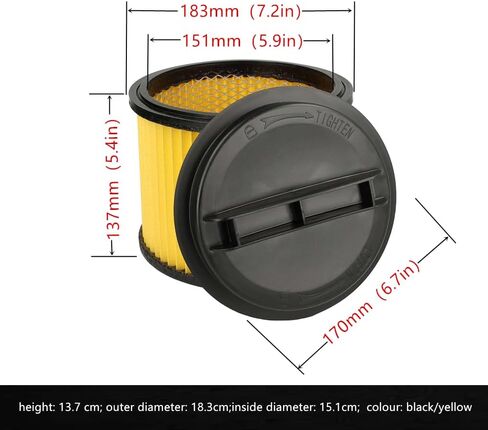 2 حزمة Amigriki الأصفر A32RF03N استبدال خرطوشة فراغ فلتر HEPA متوافق مع PWV201 RYO BI 18V الرطب / الجاف واحد + 4.75 جالون فلتر فراغ مع ملحق غطاء in Kuwait