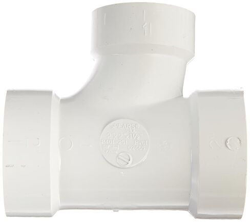 Spears P401 Series PVC DWV Pipe Fitting, Reducing Sanitary Tee, 2" x 2" x 1-1/2" Hub in Kuwait