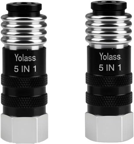 وصلة هواء صناعية سريعة عالمية 5 في 1 من Yolass، تجهيزات خرطوم الهواء، 1/2 بوصة أنثى NPT، تركيب ملحقات ضاغط الهواء (قطعتان) in Kuwait