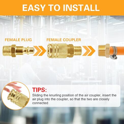 6 عبوات S-715 1/4 بوصة FNPT M Style Coupler، تركيبات خرطوم هواء نحاسية، تركيبات هواء موصل سريع للسيارات والمنزل (مقرنات أنثى) in Kuwait