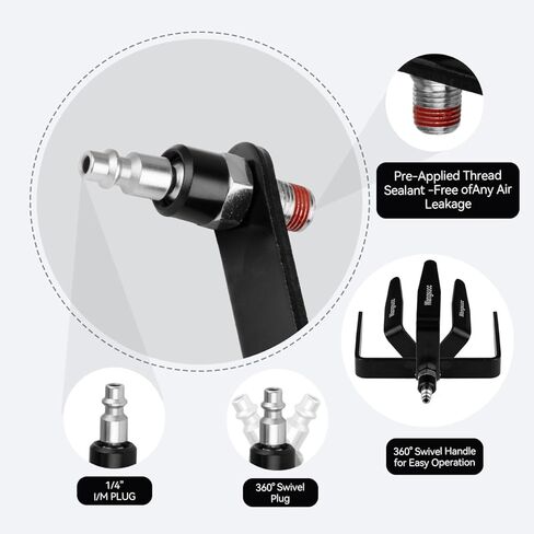 Pneumatic Tool Rafter Hook Hanger with 1/4'' Swivel Air Fittings and 3/8'' and Brass Bushing, Heavy Duty Pneumatic L-Shaped Raffer Hook 2 Pieces in Kuwait