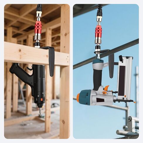 Pneumatic Tool Rafter Hook Hanger with 1/4'' Swivel Air Fittings and 3/8'' and Brass Bushing, Heavy Duty Pneumatic L-Shaped Raffer Hook 2 Pieces in Kuwait
