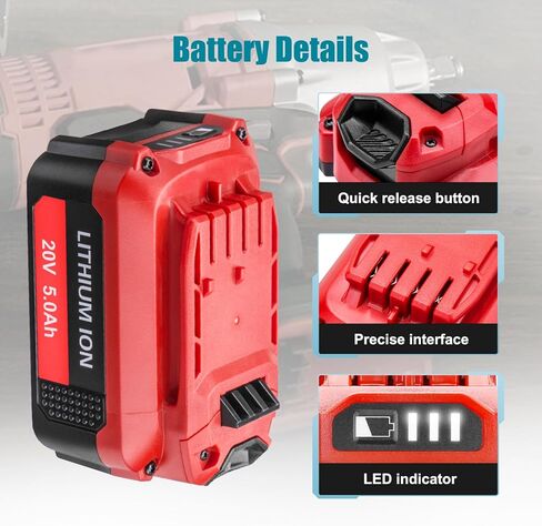 20V Lithium Replacement Battery for Craftsman 20V Battery 5.0Ah Compatible with Craftsman V20 Battery CMCB205 CMCB204 CMCB202 CMCB201, 2Pack in Kuwait