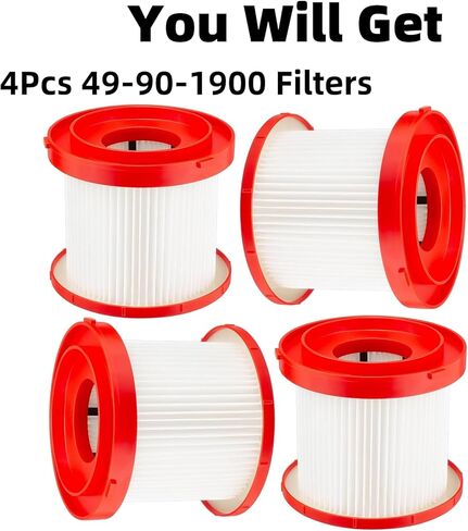 4 Pack 49-90-1900 HEPA Filter Compatible with Milwaukee Shop Vac Filter, M18 Cordless Wet Dry Vacuum Filter, 0780-20 0880-20 in Kuwait