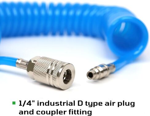 DYNAMIC POWER Heavy Duty Air Duster Gun Kit, High Flow Blow Gun with 120mm Steel Nozzle, 16ft PU Coil Air Hose, 1/4" Industrial Quick Coupler & Plug, T-Shape Adaptor with Auto Shut-Off Valve. DP16-4 in Kuwait