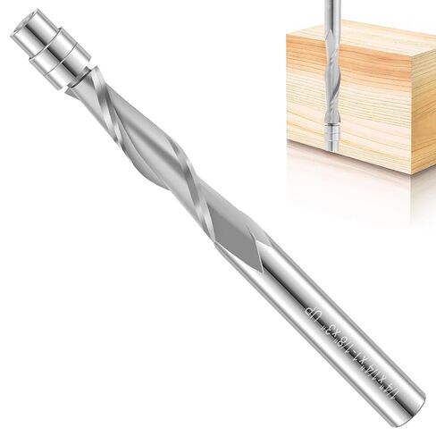 Upcut Spiral Flush Trim Router Bit Sturdy Carbide Flush Cut Router Bit with 1/4inch Shank Double Bearing Guide 1-1/8 Inch Cutting Length 3inch Overall Length for Softwood Hardwood in Kuwait