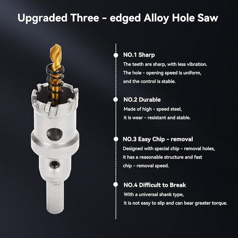 Hole Saw 2-3/4" (70mm) Heavy Duty Carbide with 2 Pilot Drill Bits - Metal Hole Cutter Cuts Stainless Steel, Iron, Copper, Brass, Plastic in Kuwait