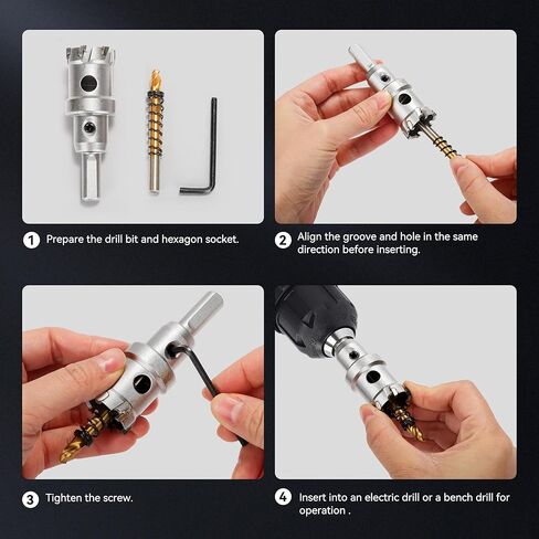 Hole Saw 2-3/4" (70mm) Heavy Duty Carbide with 2 Pilot Drill Bits - Metal Hole Cutter Cuts Stainless Steel, Iron, Copper, Brass, Plastic in Kuwait