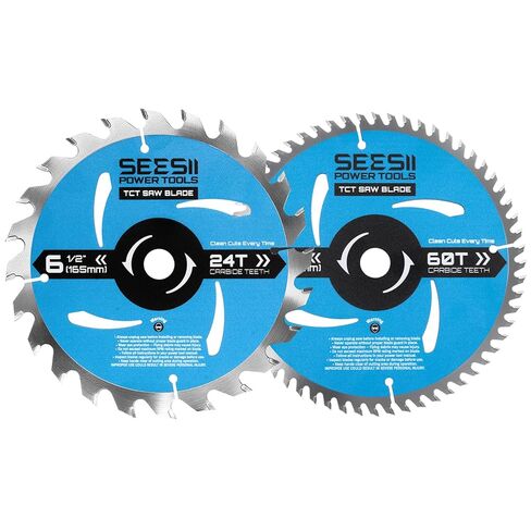 6-1/2" (5/8" Arbor) Circular Saw Blades 24T&60T, Carbide Tipped Teeth, Heavy Duty TCT Saw Blades for Cutting Various Wood, Plastic and Composite Materials in Kuwait