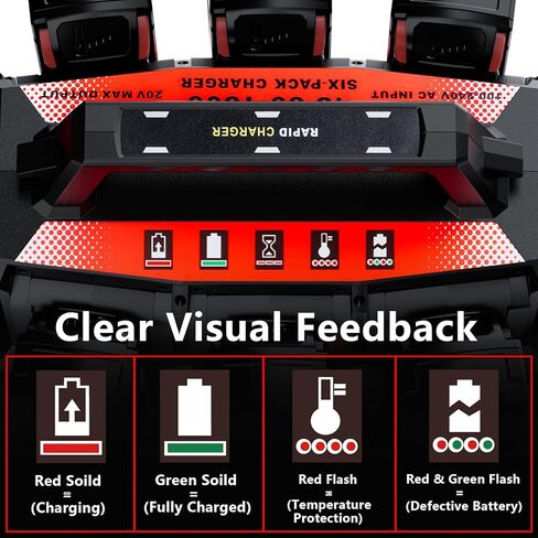 Fast Charger for Milwaukee M18 Battery: 6-Port Multi Simultaneous Rapid Charger Station Compatible with Milwaukee 18V Batteries, Replacement Battery Charger for 48-59-1806 (Tool Only) in Kuwait