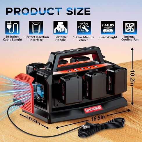 Fast Charger for Milwaukee M18 Battery: 6-Port Multi Simultaneous Rapid Charger Station Compatible with Milwaukee 18V Batteries, Replacement Battery Charger for 48-59-1806 (Tool Only) in Kuwait