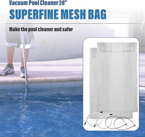 2 Pack 019-D-2100 Superfine Mesh Debris Bag Replacement for Power-Vac PV2100 PV2200 PV2500 PV3000 Pool Cleaners, Reusable & Washable, Filters Fine Sand, Leaves & Debris in Kuwait