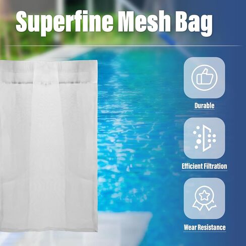 2 Pack 019-D-2100 Superfine Mesh Debris Bag Replacement for Power-Vac PV2100 PV2200 PV2500 PV3000 Pool Cleaners, Reusable & Washable, Filters Fine Sand, Leaves & Debris in Kuwait