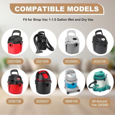 15 حزمة من أكياس المكنسة الكهربائية Micro Shop 90667، من النوع A، كيس مكنسة كهربائية لجمع الغبار متوافق مع مكانس Shop-Vac الرطبة/الجافة بسعة 1-1.5 جالون، في جميع أنحاء QAS60، الجزء # 9066700 9066733 أكياس فلتر بديلة in Kuwait