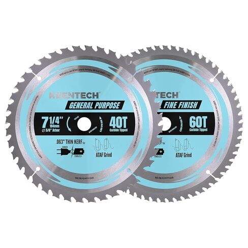 KEENTECH 7-1/4 Inch Circular Saw Blade Set 40T + 60T by 5/8" Bore for Cutting Plywood, MDF, OSB, Longer Service Life, 2-Pack in Kuwait