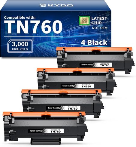 Skydo Compatible TN760 Toner Replacement for Brother TN 760 TN-760 TN730 Cartridge Use with MFC-L2710DW MFC-L2750DW HL-L2350DW HL-L2370DW HL-L2395DW HL-L2390DW DCP-L2550DW Printer (Tn760 4 Black) in Saudi Arabia