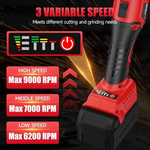 Brushless Angle Grinder for Milwaukee 18V Battery, 4-1/2 Inch Cordless Grinder 9000RPM, 3 Variable Speed, Battery Powered Angle Grinder Tools For Cutting Grinding Polishing, Tool Only in Kuwait