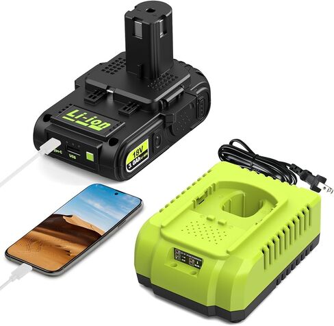 Abeden 3.0Ah بديل لشاحن بطارية Ryobi 18V ومجموعة البطارية مع منفذ USB، متوافق مع Ryobi 18 Volt P102 P103 P104 P105 P107 P108 P109 P190 P191 P122 أدوات كهربائية لاسلكية in Saudi Arabia