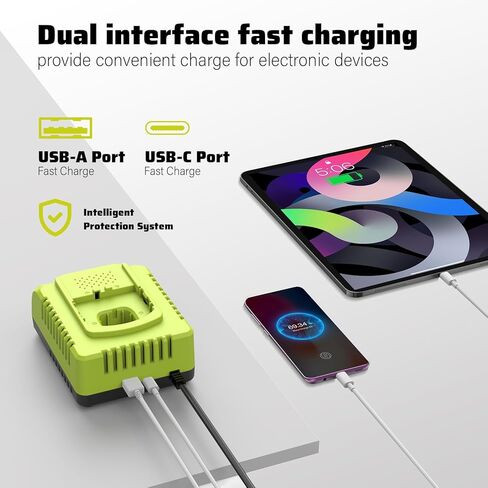 Abeden 3.0Ah بديل لشاحن بطارية Ryobi 18V ومجموعة البطارية مع منفذ USB، متوافق مع Ryobi 18 Volt P102 P103 P104 P105 P107 P108 P109 P190 P191 P122 أدوات كهربائية لاسلكية in Saudi Arabia