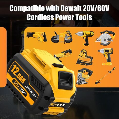عبوتان بديلتان بقدرة 12000 مللي أمبير في الساعة لبطارية Dewalt 20V/60V Flexvolt المتوافقة مع بطاريات ليثيوم أيون Dewalt 20V 60V Max DCB612 DCB609 DCB606 DCB208 DCB207 DCB206 DCB204 DCB203 DCB201 in Kuwait